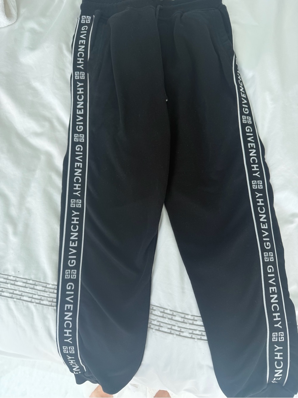 Givenchy Black Track Pants with White Logo Tape